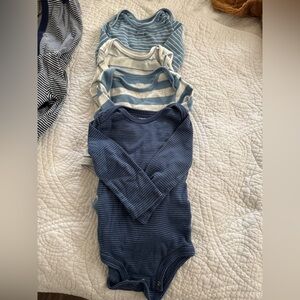 Carter's Blue and White Striped Bodysuits